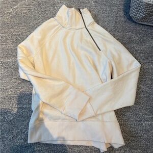Free people Cream Quarter-Zip Turtleneck Pullover